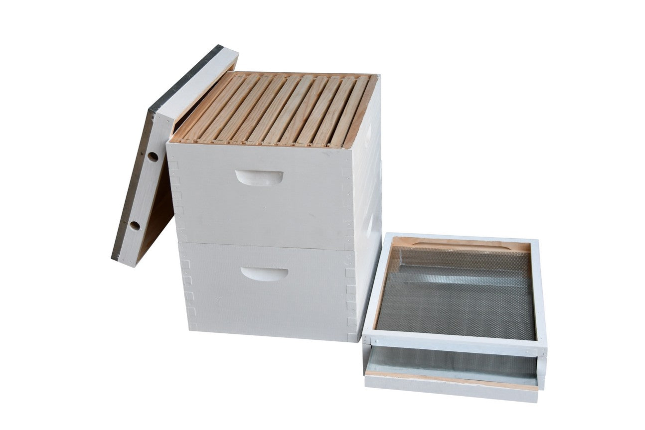 OZ ARMOUR Assembled & Painted Beehive With Mesh Bottom Board - Premium Beekeeping Supplies for Honey Production & Pollination - Perfect for Backyard Beekeepers & Gardeners