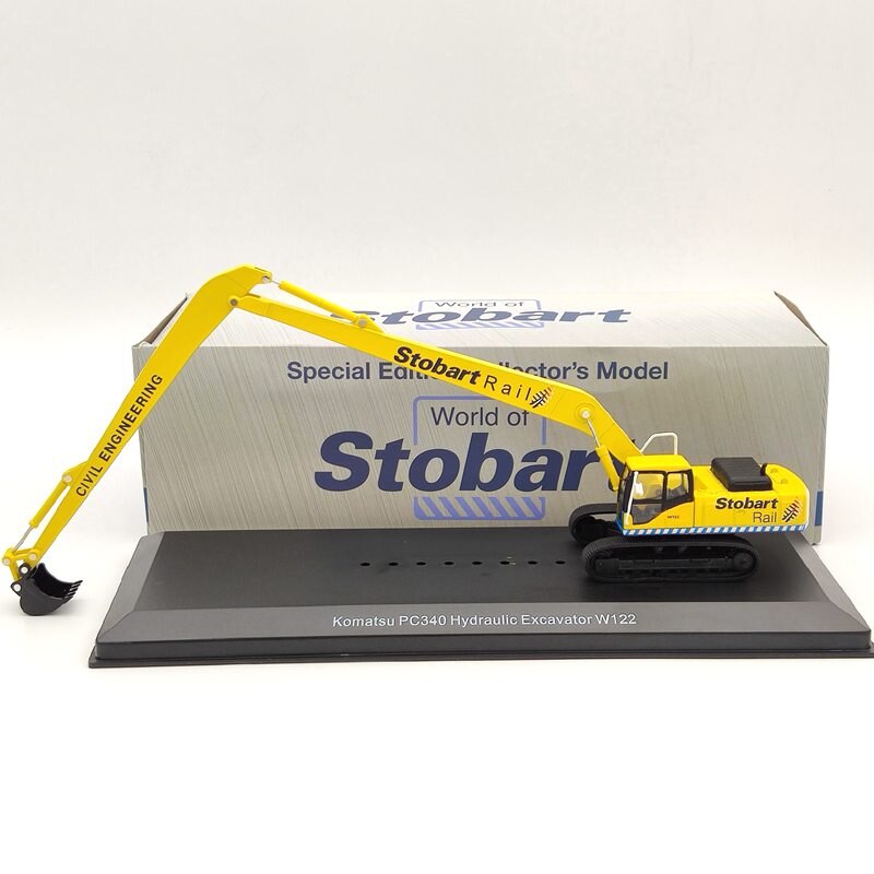 1/76 Scale Eddie Stobart Rail Komatsu PC340 Hydraulic Excavator Diecast Model - Yellow Construction Vehicle Toy for Adults & Collectors | Perfect for Civil Engineering Displays, Model Train Layouts, and Construction-Themed Collections