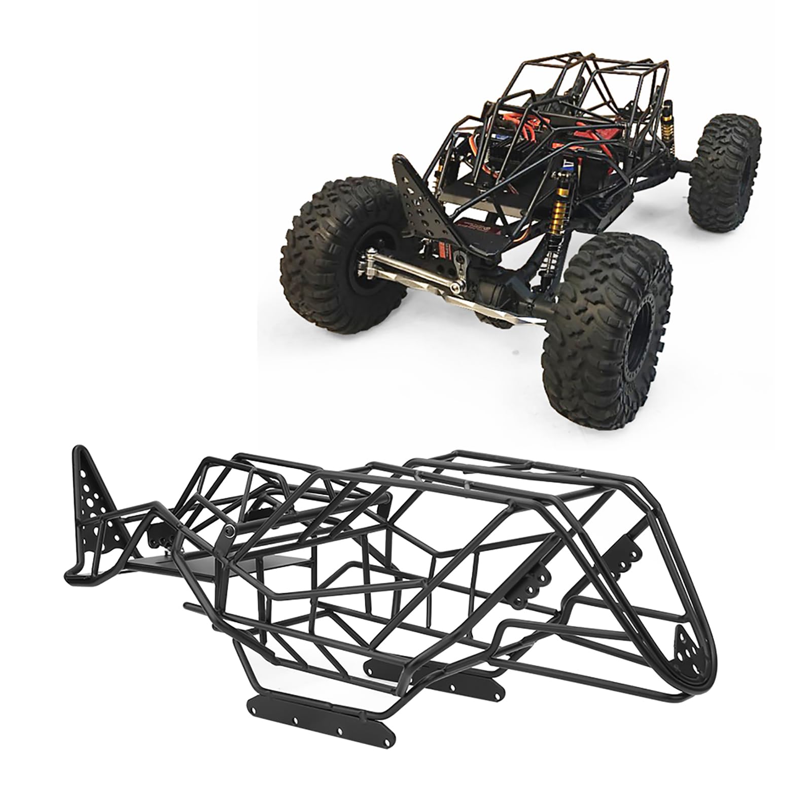 BNineteenteam Black Metal RC Car Roll Cage & Body Frame - 1/10 Scale Welded Chassis for Axial Wraith Remote Control Car Accessories | Off-Road Racing & Crawler Upgrade Parts