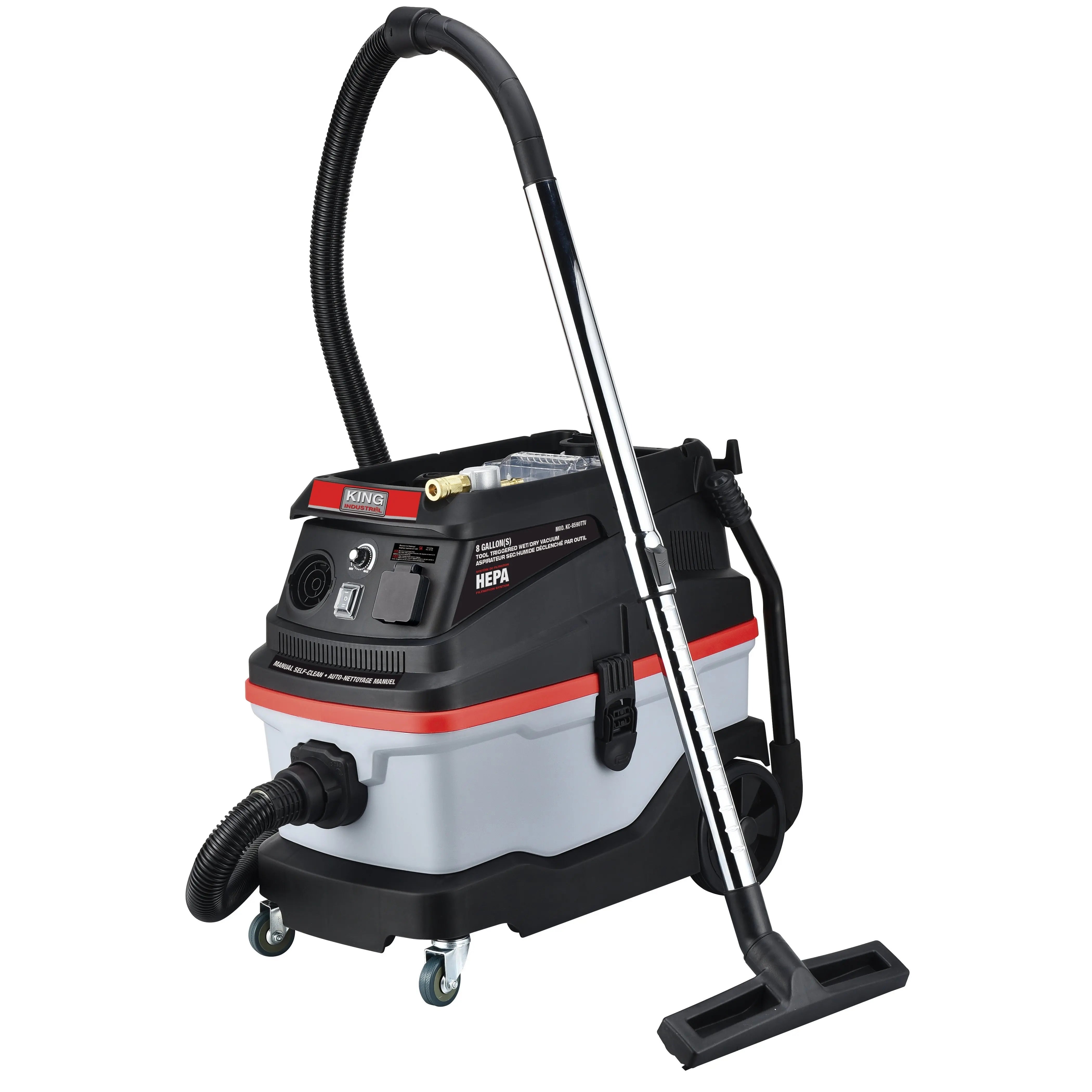 KING KC 8590TTV 8 Gallon Wet/Dry Vacuum with Tool Trigger - Powerful Shop Vac for Home, Garage & Workshop Cleaning