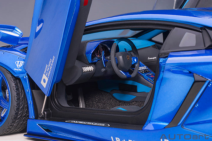 AUTOart 1:18 Scale Liberty Walk Lamborghini Aventador Limited Edition Diecast Model Car in Hyper Blue - Collectible Display for Car Enthusiasts & Perfect Gift for Lamborghini Fans