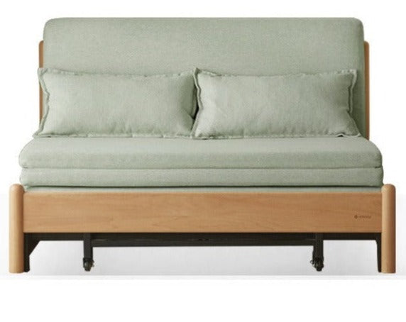 Solid Beech Wood Sofa Bed - Convertible Sleeper Sofa for Small Spaces, Guest Room & Living Room - Comfortable & Space-Saving Furniture