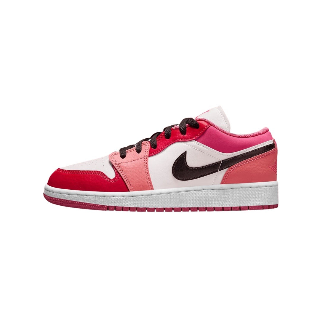 Air Jordan 1 Low GS Sneakers - Women's Pink & White Basketball Shoes for Casual Wear & Street Style