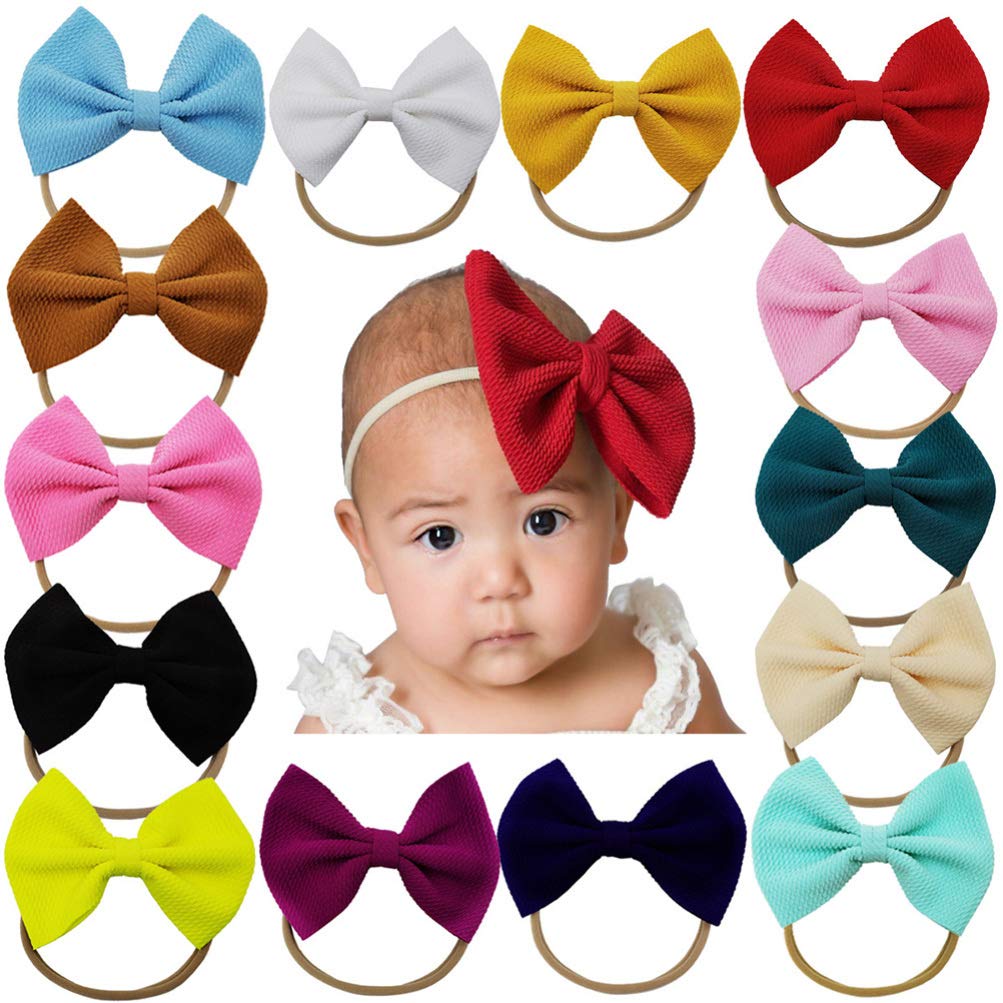 KESYOO 20PCS Baby Headbands with Bowknot - Soft Nylon Hair Wraps & Elastic Headbands for Infants & Toddlers - Perfect for Newborn Photos, Birthday Parties, and Daily Baby Fashion Accessories