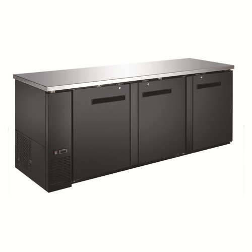 EFI CBBDR3 90CC 90 Commercial Refrigerated Back Bar with 3 Solid Doors - Perfect for Bars, Restaurants, and Catering Businesses