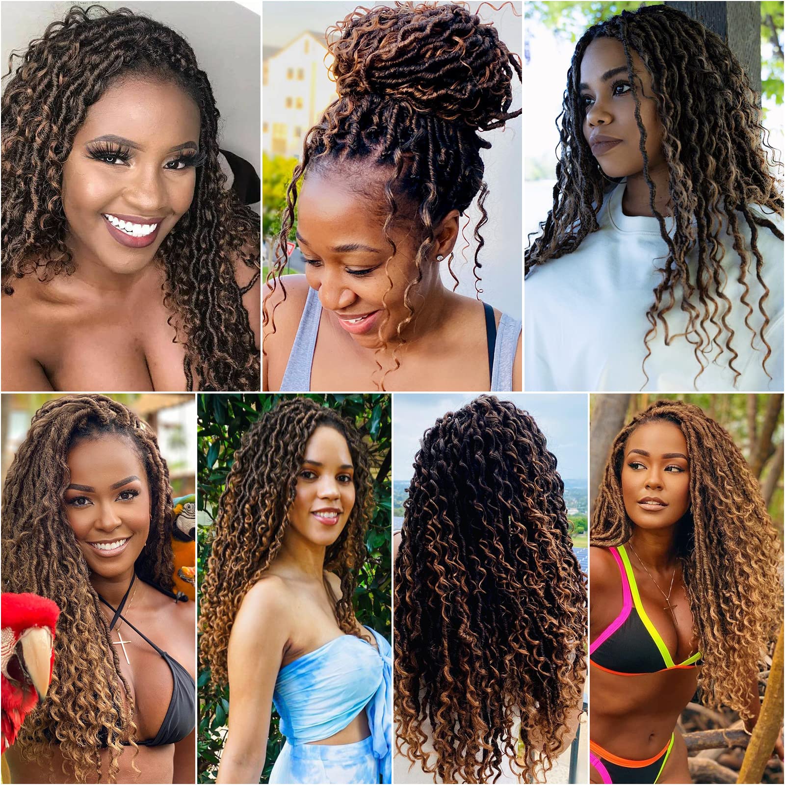 6 Packs 22 Inch Goddess Locs Crochet Hair - 1B Natural Black Curly Faux Locs Braiding Hair for Women | Perfect for Protective Styles, Boho Looks & Everyday Wear