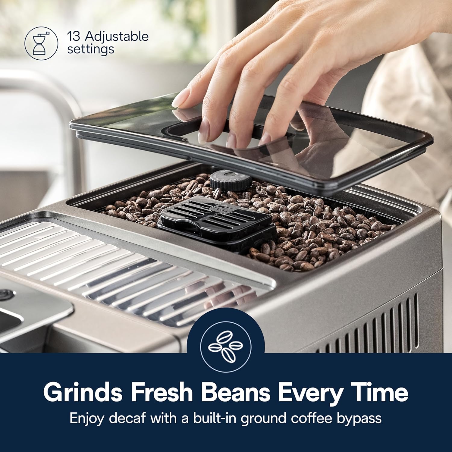 De'Longhi Dinamica Plus Automatic Espresso & Coffee Machine with Built-in Milk Frother, Color Touch Display - Perfect for Home, Office & Cafe Use
