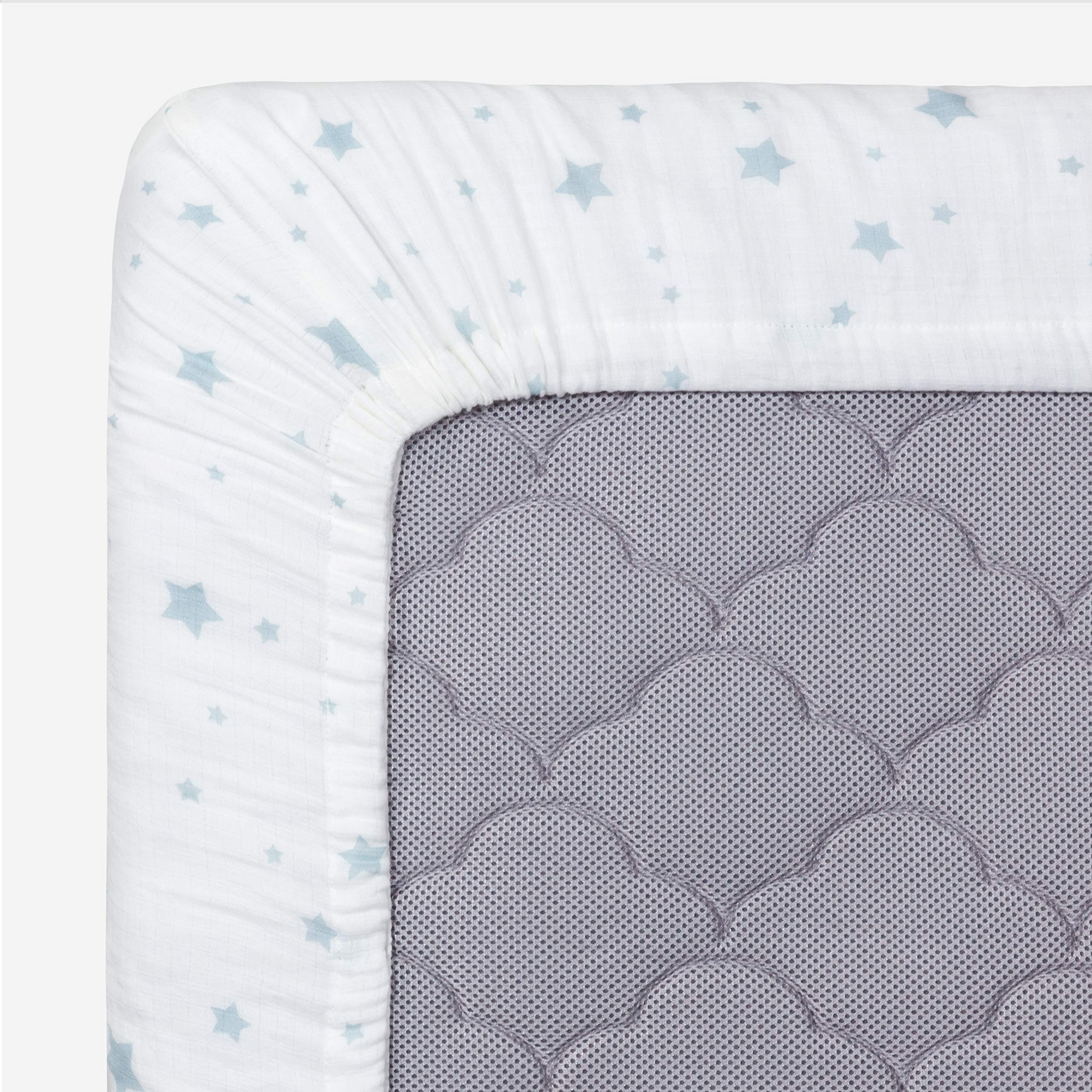 Organic Muslin Cotton Mini Crib Sheets (2-Pack) - Breathable & Soft Baby Bedding for 24