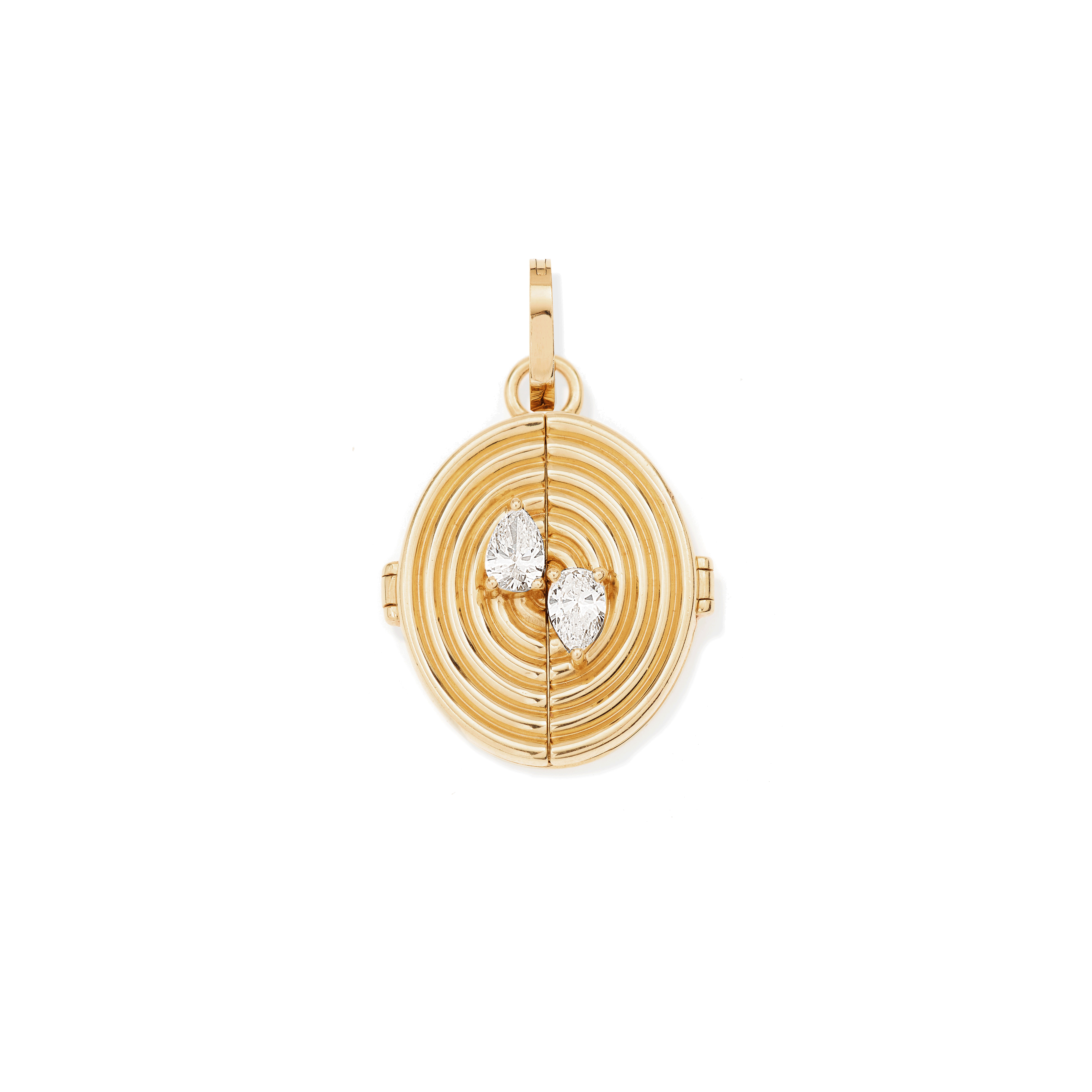 Elegant Groovy Oval Locket with Hinged Charm - Lab Grown Diamond Jewelry for Women - Perfect for Valentine's Day Gifts & Anniversary Presents