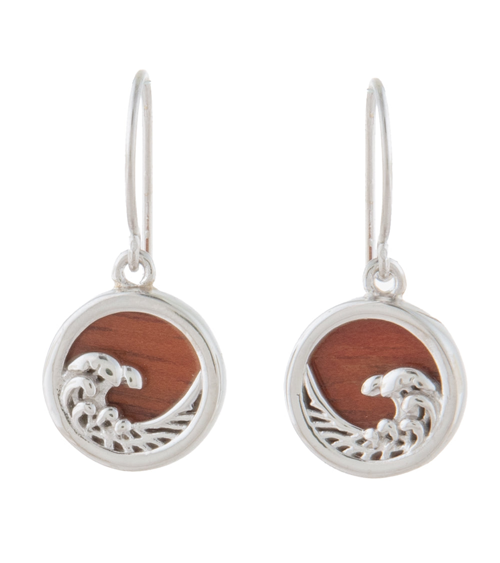 Handmade Koa Wood Wave Earrings for Women - Boho Beach Style Dangle Earrings - Perfect for Summer, Vacation, and Beach Outfits