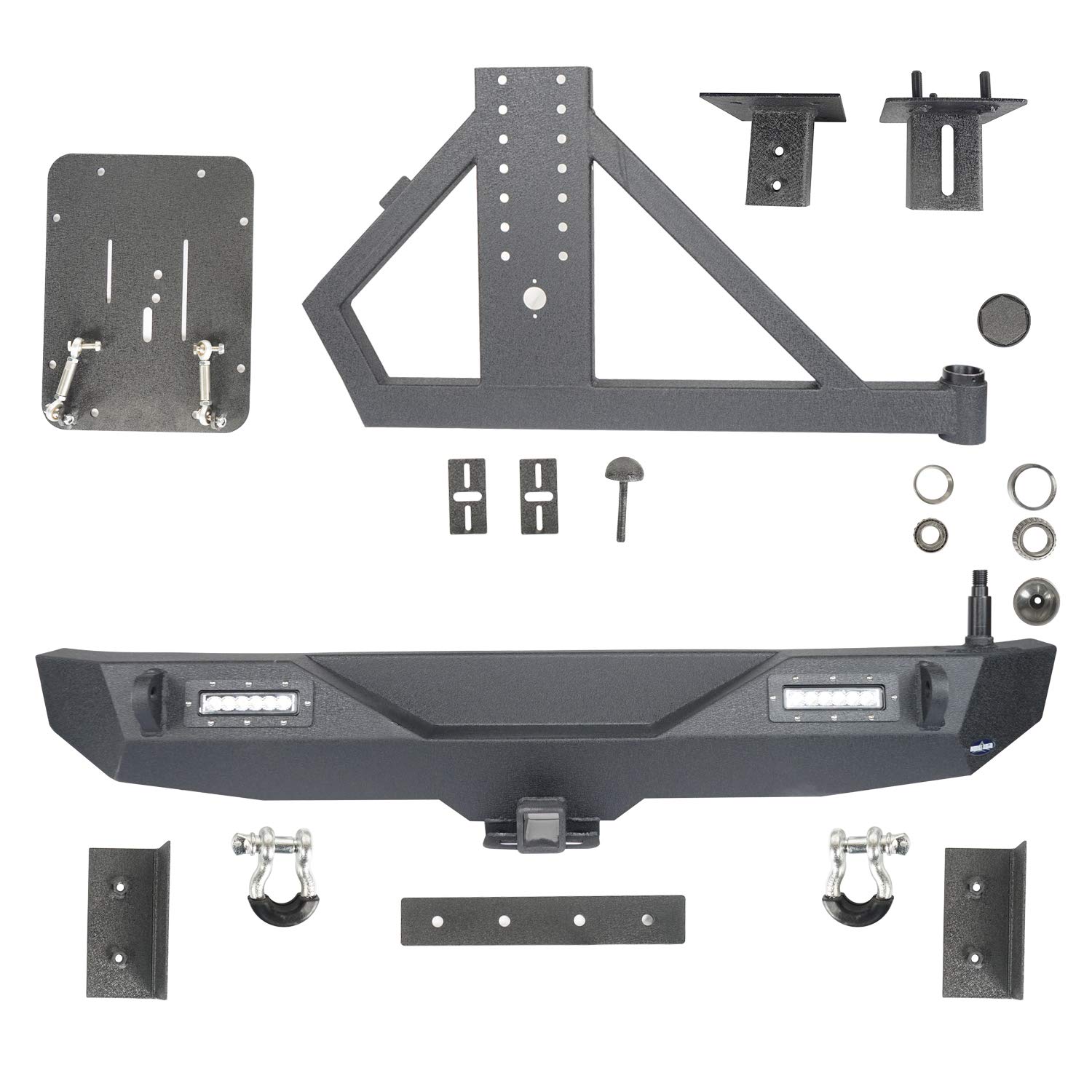u-Box Heavy Duty Rear Bumper with Swing-Away Tire Carrier & LED Lights for 2007-2018 Jeep Wrangler JK & JKU (2 Door & 4 Door Models) - Off-Road Adventure & Trail Riding Accessory