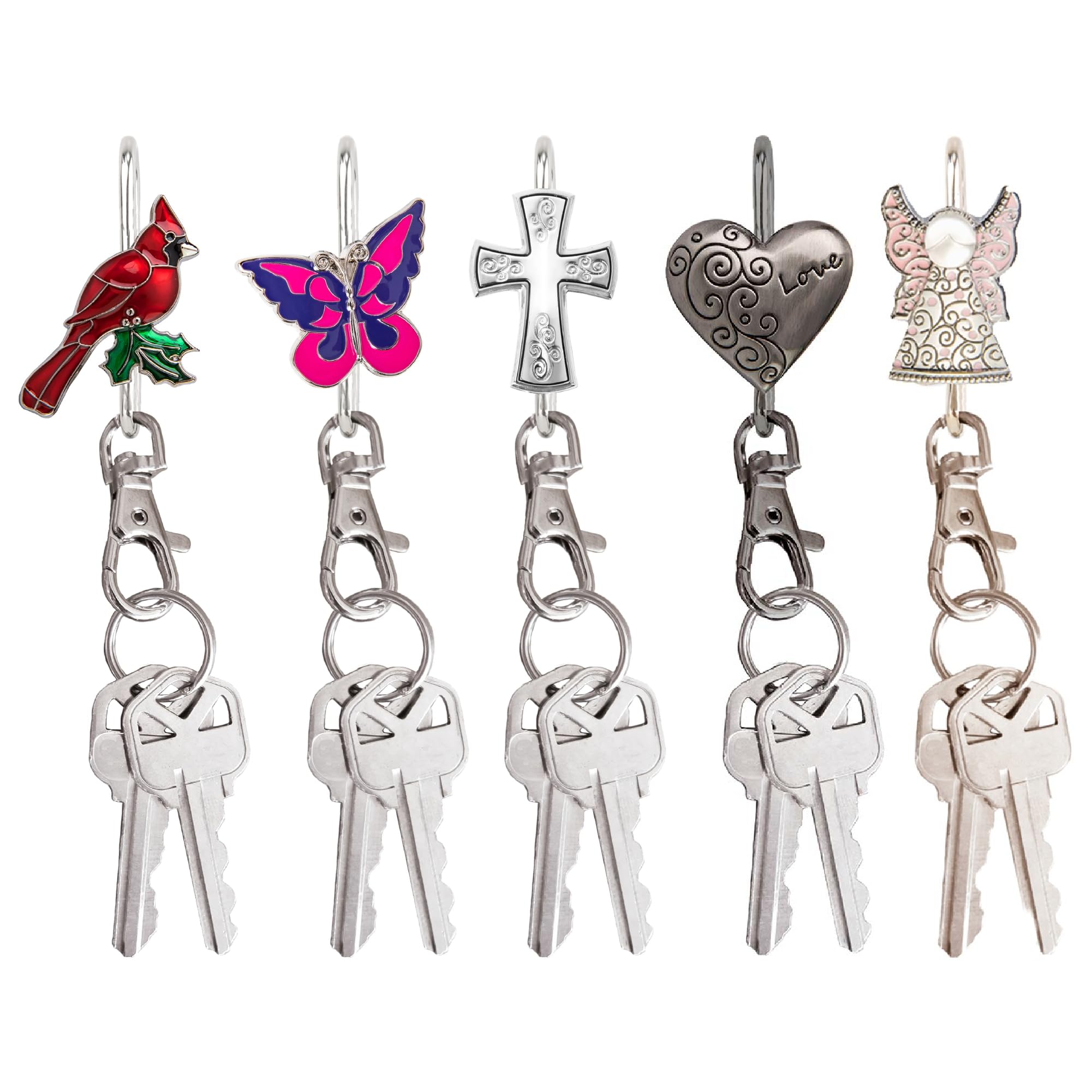 5-Piece Women's Bag Charm Key Finder Set - Cute Car Keychain with Hook & Lobster Clasp, Purse/Tote Organizer Accessories - Ideal Gift for Mom, Grandma & Teacher - Perfect for Daily Use, Travel & Home Organization