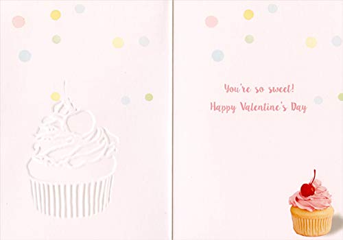 Pictura Pink Cupcake with Cherry - Cute Granddaughter Valentine's Day Greeting Card for Kids, Birthday, Thank You & Special Occasions