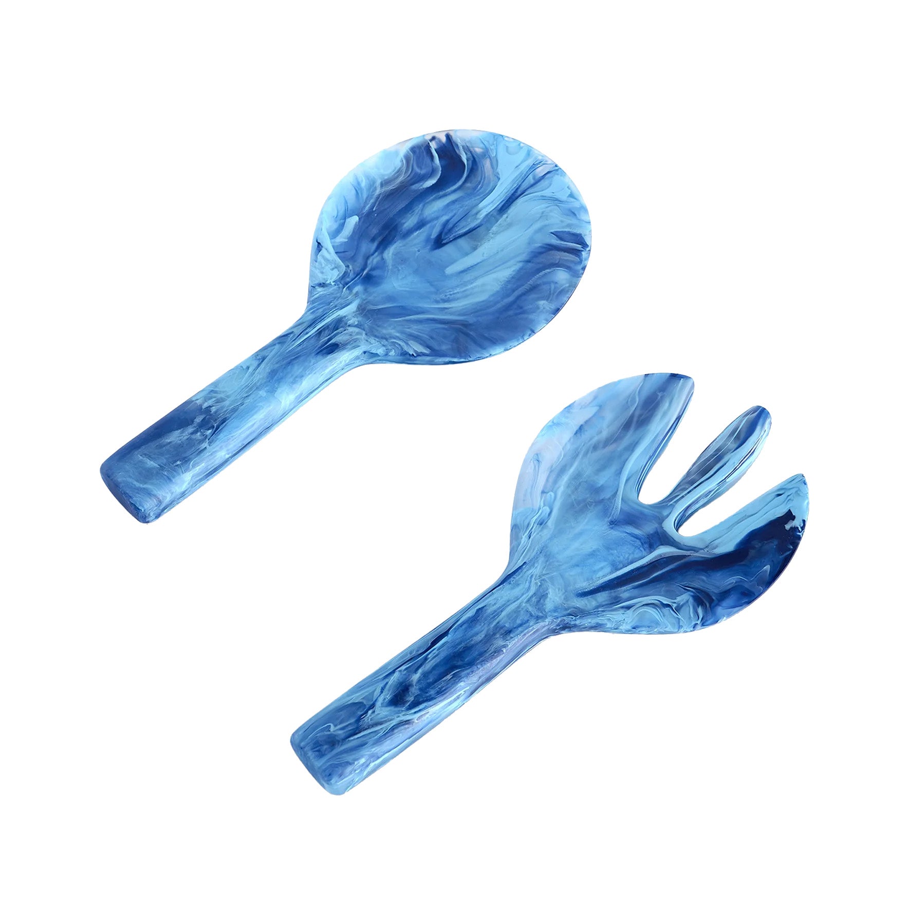 Nashi Home Short Handle Serving Spoons - Denim Swirl Pattern - Perfect for Dinner Parties, Buffets & Casual Dining