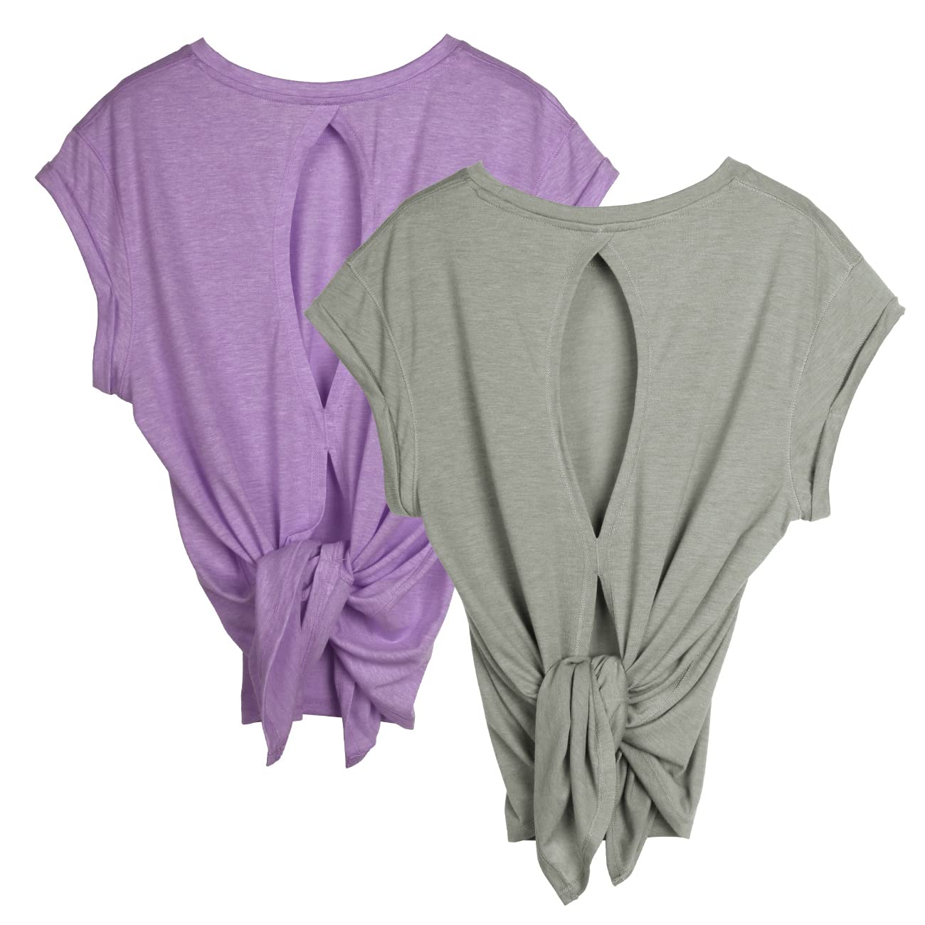 Icyzone Women's Open Back Workout Tops - Breathable Yoga T-Shirts for Gym, Running & Fitness (Pack of 2) | Perfect for Yoga, Pilates & Summer Sports