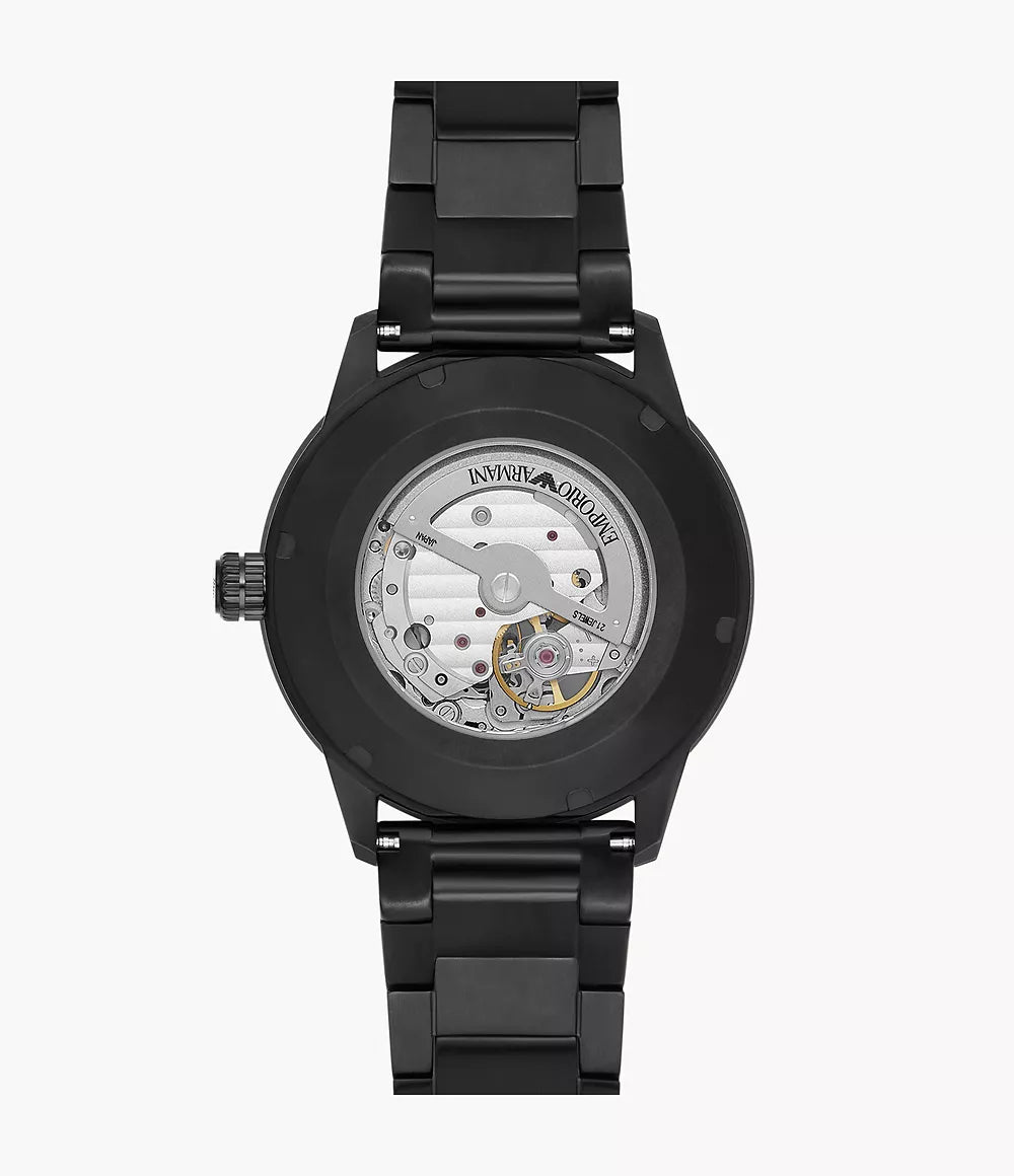Emporio Armani AR60054 Automatic Black Stainless Steel Men's Watch for Business & Casual Wear | Water Resistant Luxury Timepiece