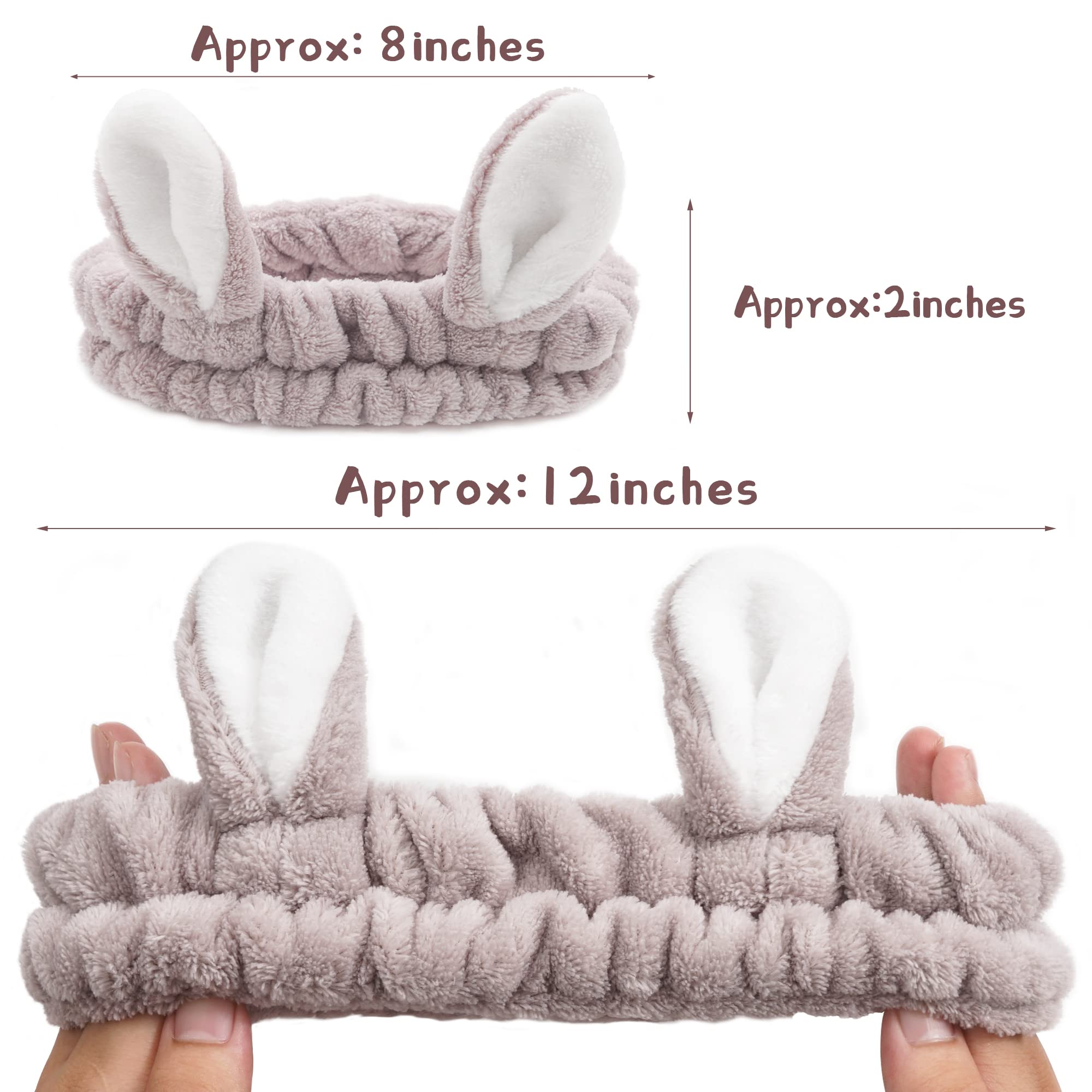 JOYOYO 3 Pack Bunny Ear Spa Headbands for Women & Girls - Soft Coral Fleece Elastic Hair Bands for Makeup, Washing Face, Shower, Bath & Skincare - Perfect for Beauty, Sports & Relaxation at Home or Salon
