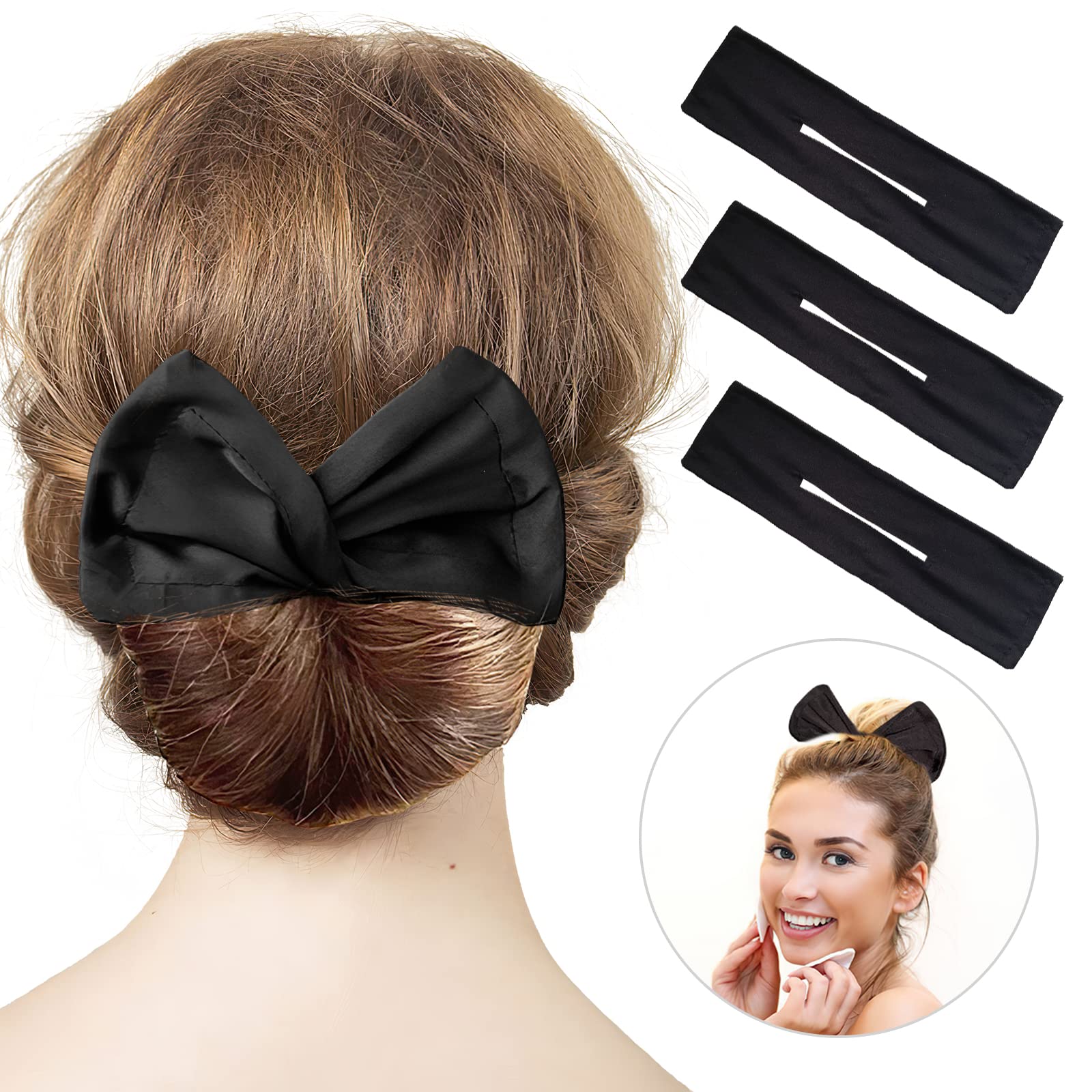 3-Piece Hair Bun Maker Set - Flexible Donut Bun, Twister & Lazy Curler Clips for Women & Girls | French Hairstyle Accessories (Black) | Perfect for Parties, Weddings & Everyday Styling