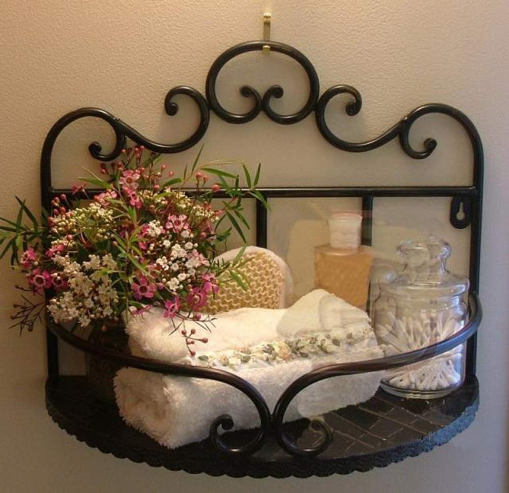 JEIMALEN Single Tier Bathroom Shelf - Black Iron Wall Mounted Rustic Shelf for Bathroom Organization | Perfect for Small Spaces, Shower Storage & Home Decor