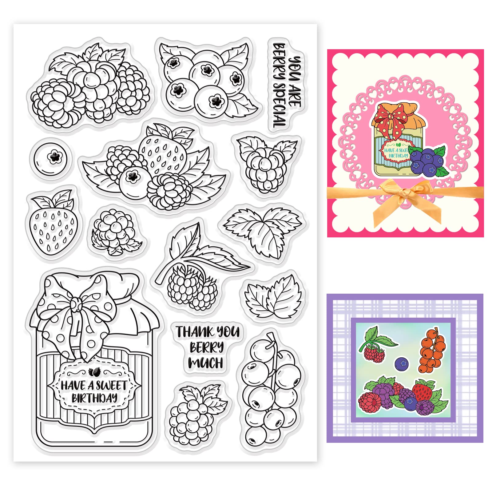 BENECREAT Clear Silicone Stamps - Berry Raspberry Leaves Design for DIY Card Making, Scrapbooking, and Album Decoration (6.3x4.3 Inch) | Perfect for Handmade Greeting Cards, Journaling, and Craft Projects