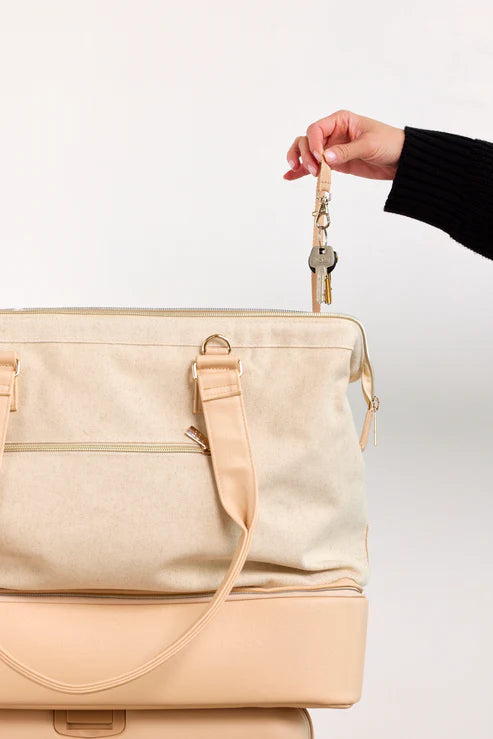 Premium Beige Convertible Weekender Bag - Versatile Travel Duffel & Tote for Women | Perfect for Weekend Getaways, Gym, Work & Overnight Trips
