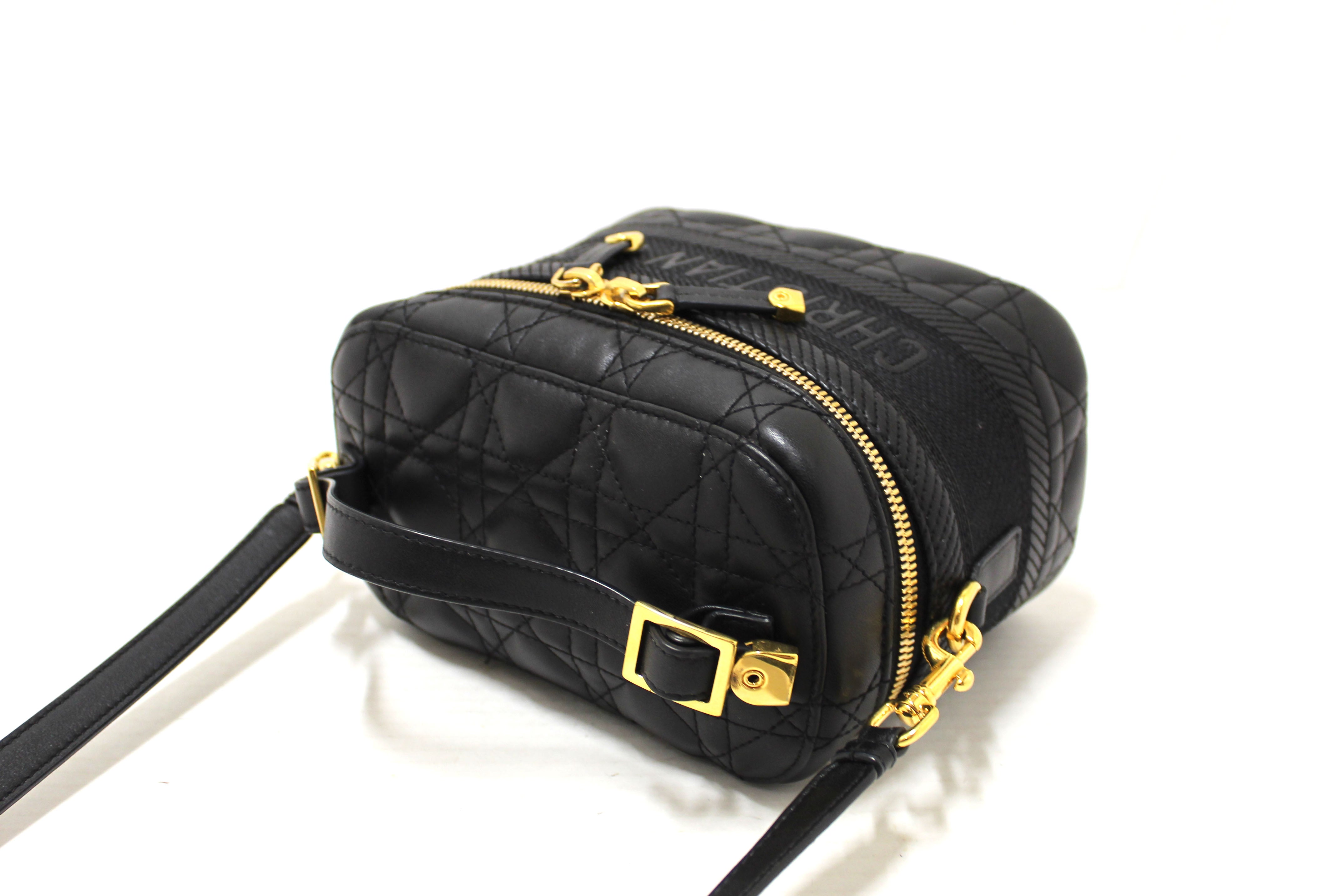 Authentic Christian Dior Black Lambskin Small Diortravel Vanity Case Crossbody Bag | Luxury Designer Handbag for Women | Perfect for Travel, Parties & Everyday Use