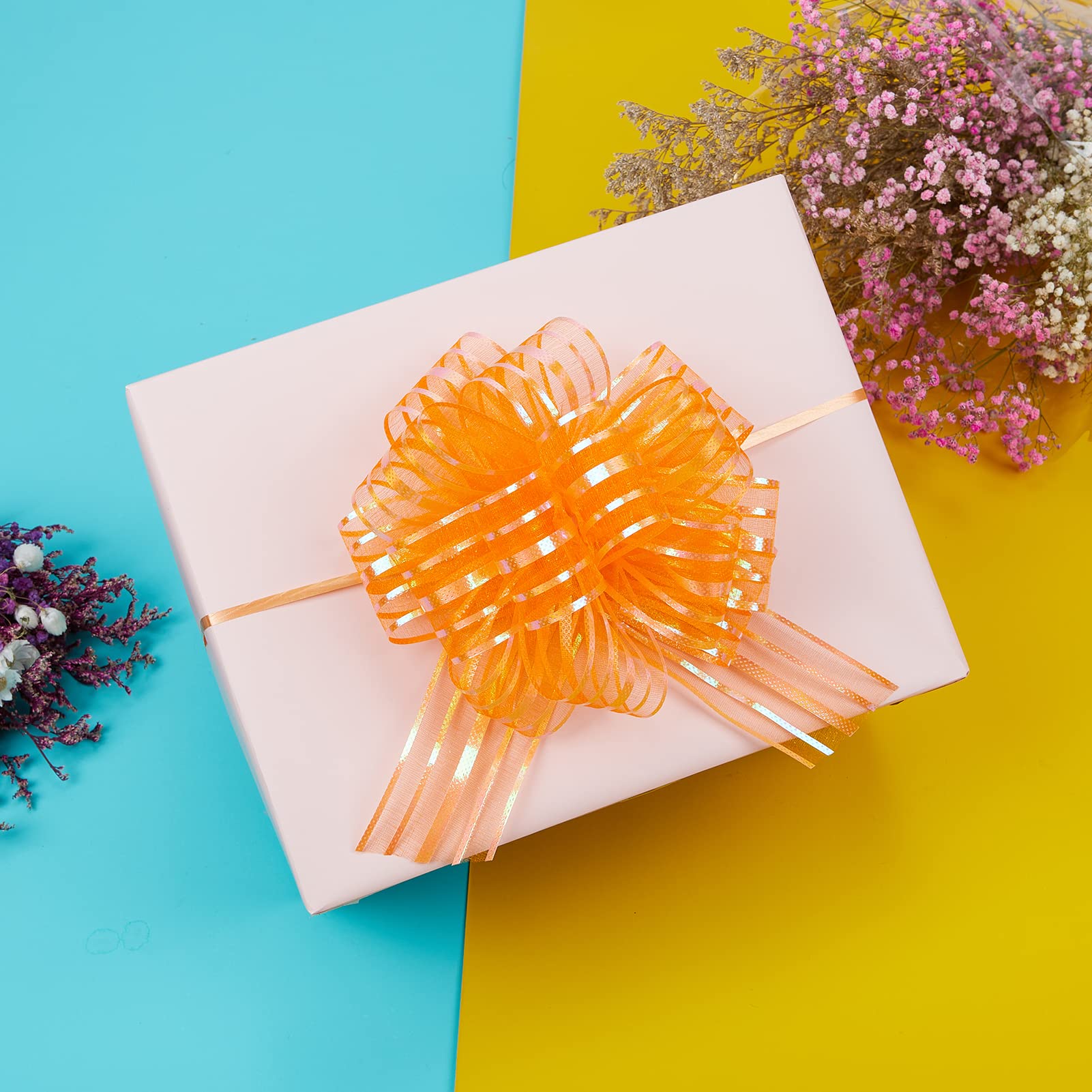 10pcs Large Orange Gift Wrapping Bows - Perfect for Party Decor, Car Decorations, Gift Baskets, Birthday Presents & Flower Arrangements (B15-Orange)
