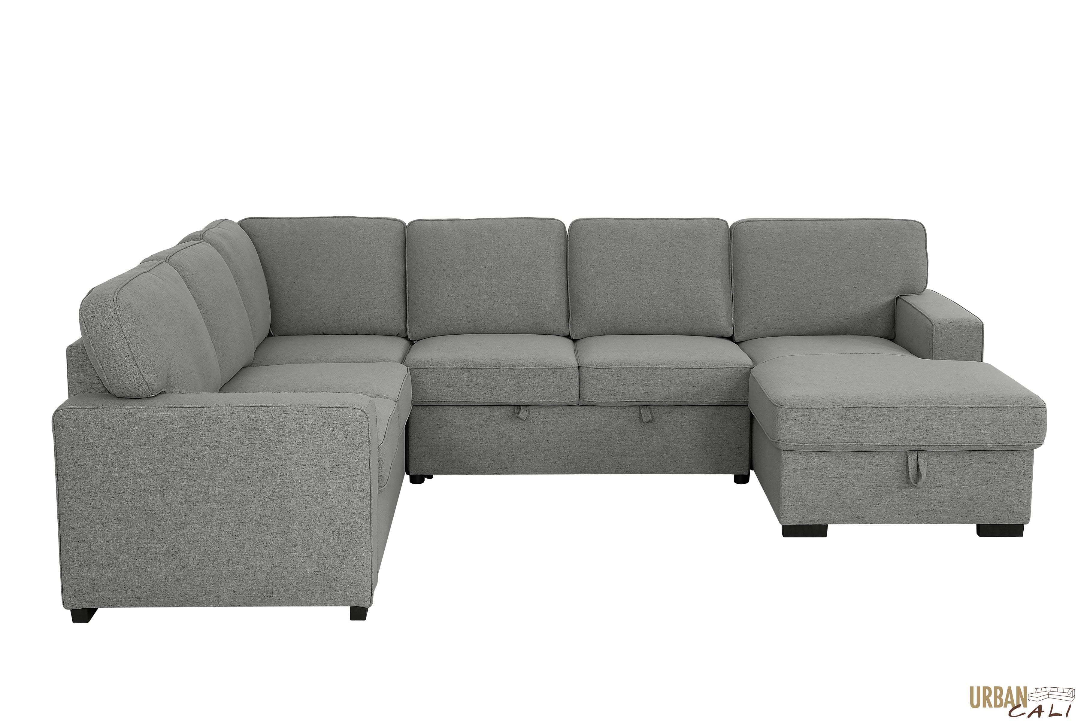 Santa Cruz Large Modular Sleeper Sectional Sofa Bed with Storage Chaise in Dark Grey - Convertible L-Shaped Couch for Living Room, Guest Room & Small Spaces