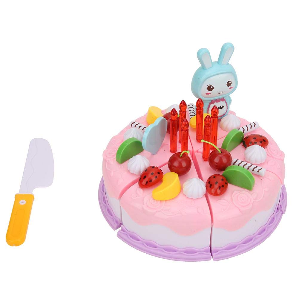 Shanrya 37-Piece Pretend Play Birthday Cake Toy Set - DIY Simulation Cake for Kids, Durable Educational Toy for Girls & Boys (Pink) - Perfect for Birthday Parties, Role Play & Early Learning