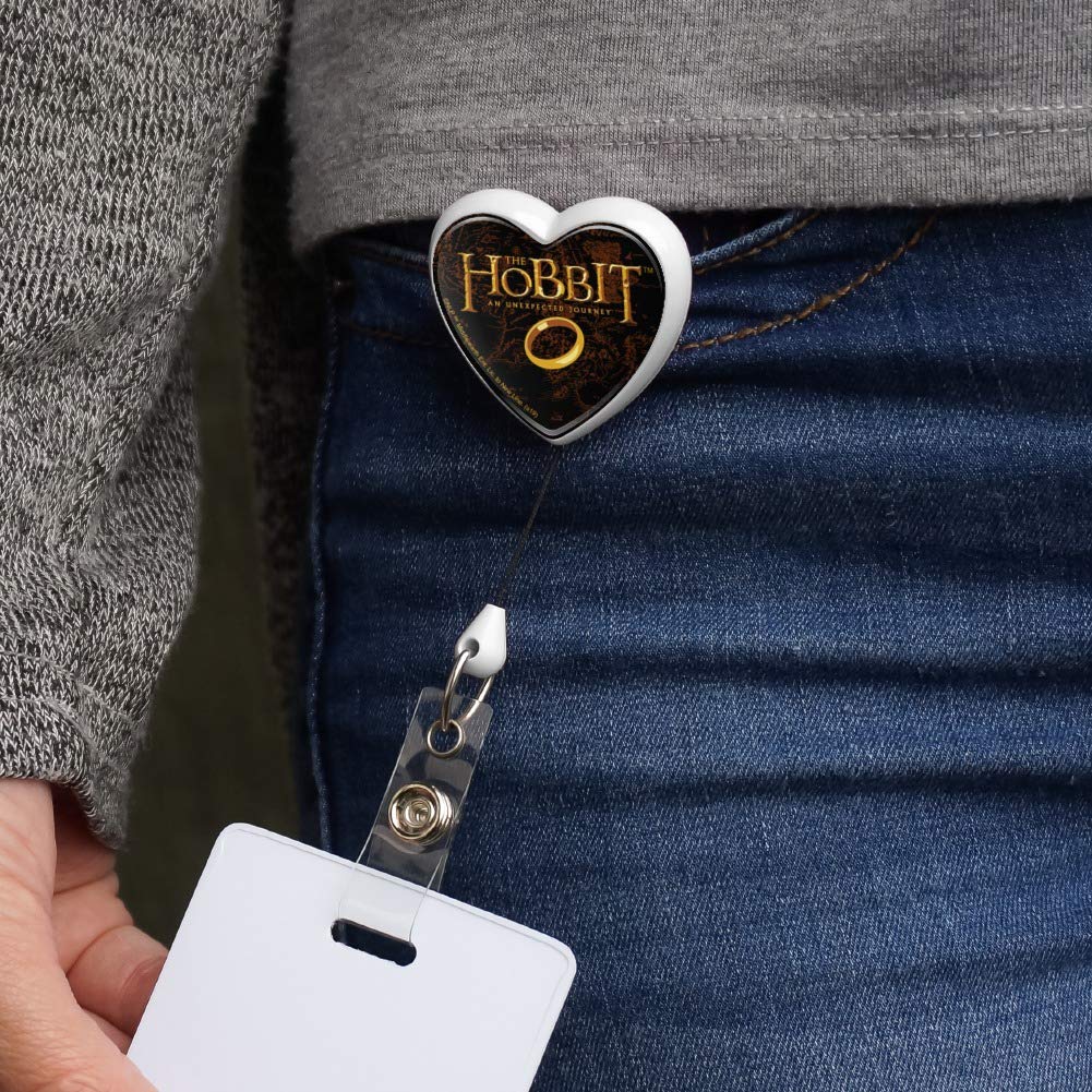 The Hobbit An Unexpected Journey Logo Heart Lanyard - Retractable Reel Badge Holder for ID Cards, Keys & Work Badges - Perfect for Conventions, Offices & Fan Events