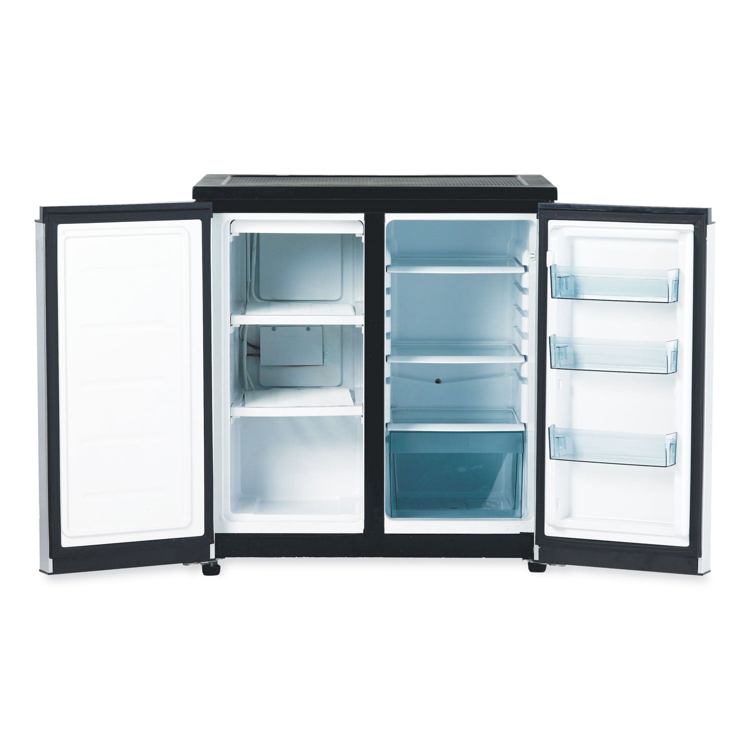 Avanti 5.5 Cubic Feet Side by Side Refrigerator Freezer with Adjustable Shelves - Energy Efficient Black Platinum Finish - Perfect for Small Apartments, Dorms & Office Break Rooms