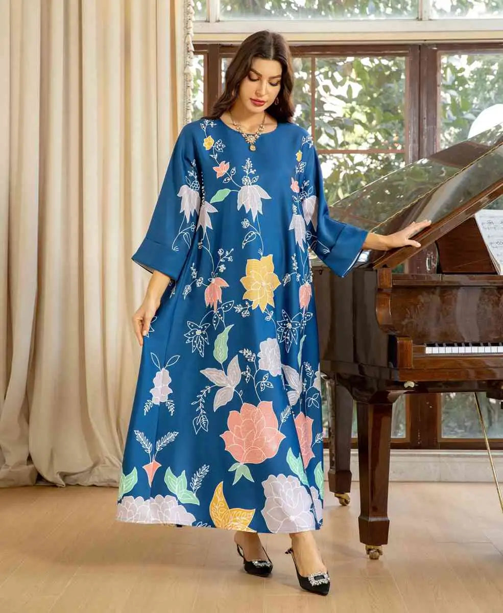 Elegant Hotfix Rhinestone Beaded Caftan Dress for Women - Perfect for Eid Celebrations, Weddings & Special Occasions