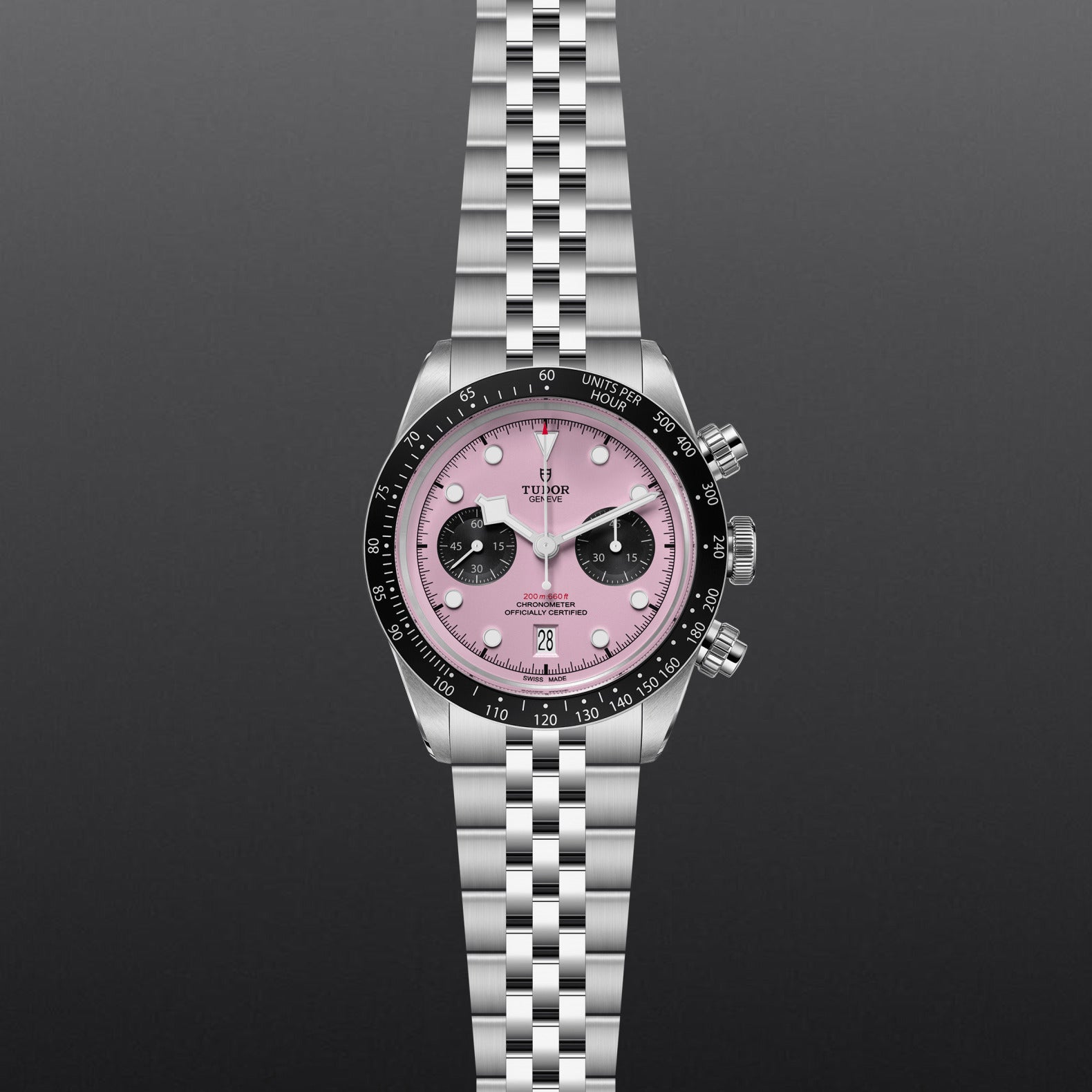 Tudor Black Bay Chronograph Watch - Pink Dial, Stainless Steel, Swiss Made Luxury Timepiece for Men & Women | Perfect for Diving, Business & Formal Occasions