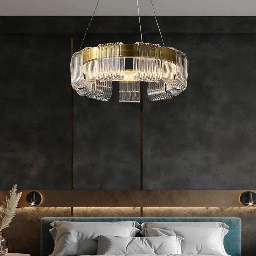 Modern Wavy Acrylic Gold Pendant Light - Elegant Ceiling Lighting Fixture for Dining Room, Kitchen Island & Bedroom Decor