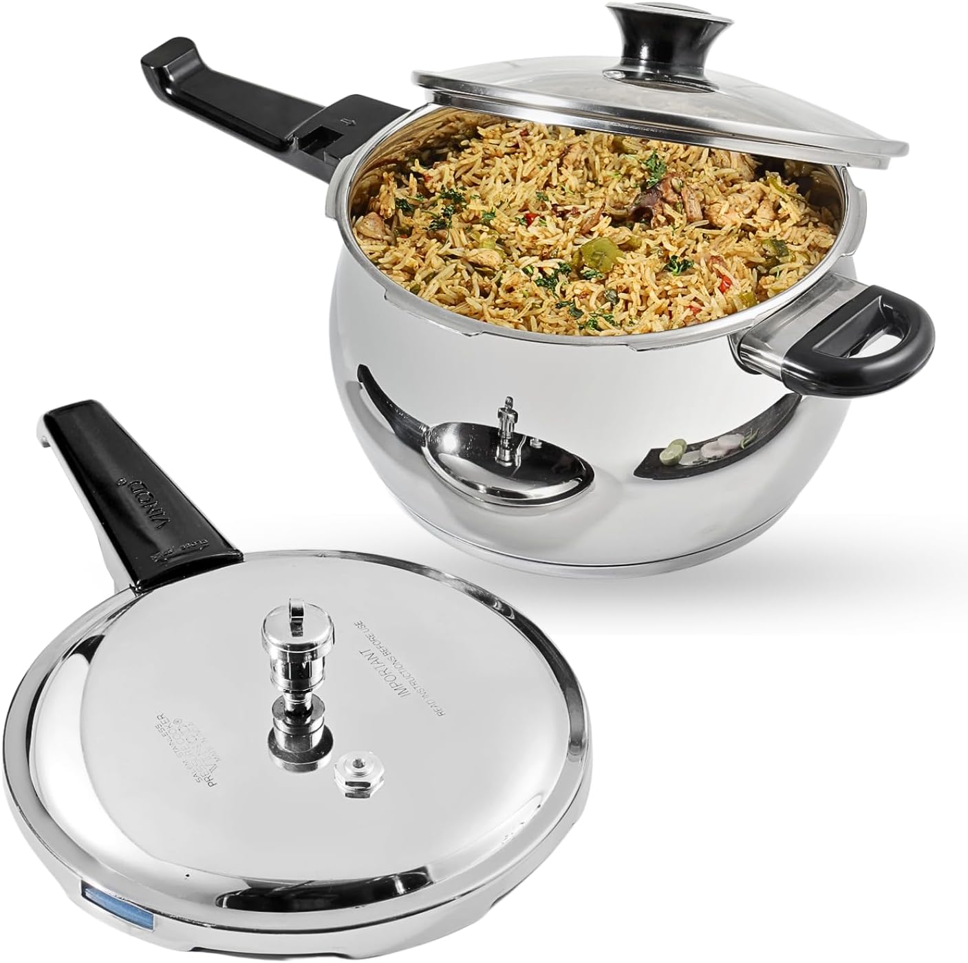 Vinod 3.5L Splendid Plus Stainless Steel Pressure Cooker - Fast Cooking for Rice, Beans & Indian Meals | Perfect for Home Kitchens & Camping