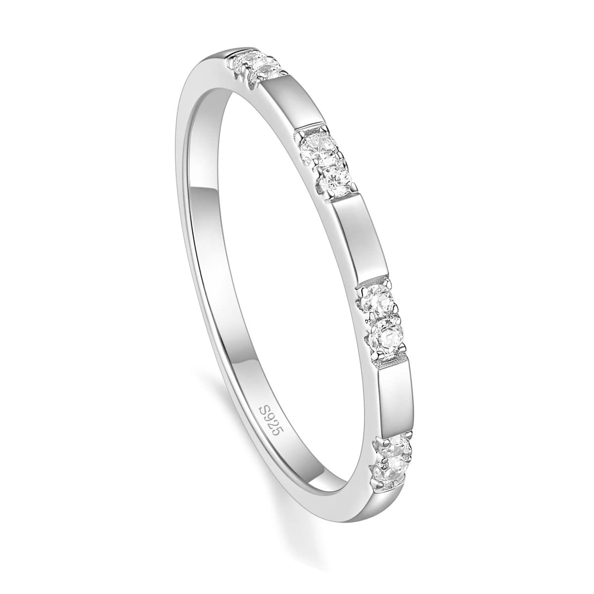 925 Sterling Silver Women's Wedding Band Ring - V-Shaped Heartbeat Design with Cubic Zirconia, Thin Stackable Comfort Fit (Size 4-12) | Elegant Engagement & Anniversary Gift for Her | Perfect for Everyday Wear, Special Occasions and Stacking with Other Rings