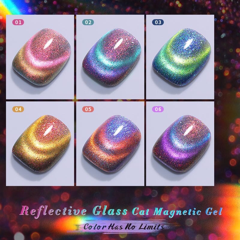 Reflective Glass Cat Magnetic Gel Nail Polish - 10ml Long-Lasting Shine for Manicures & Pedicures - Perfect for Nail Art, Salon & Home Use