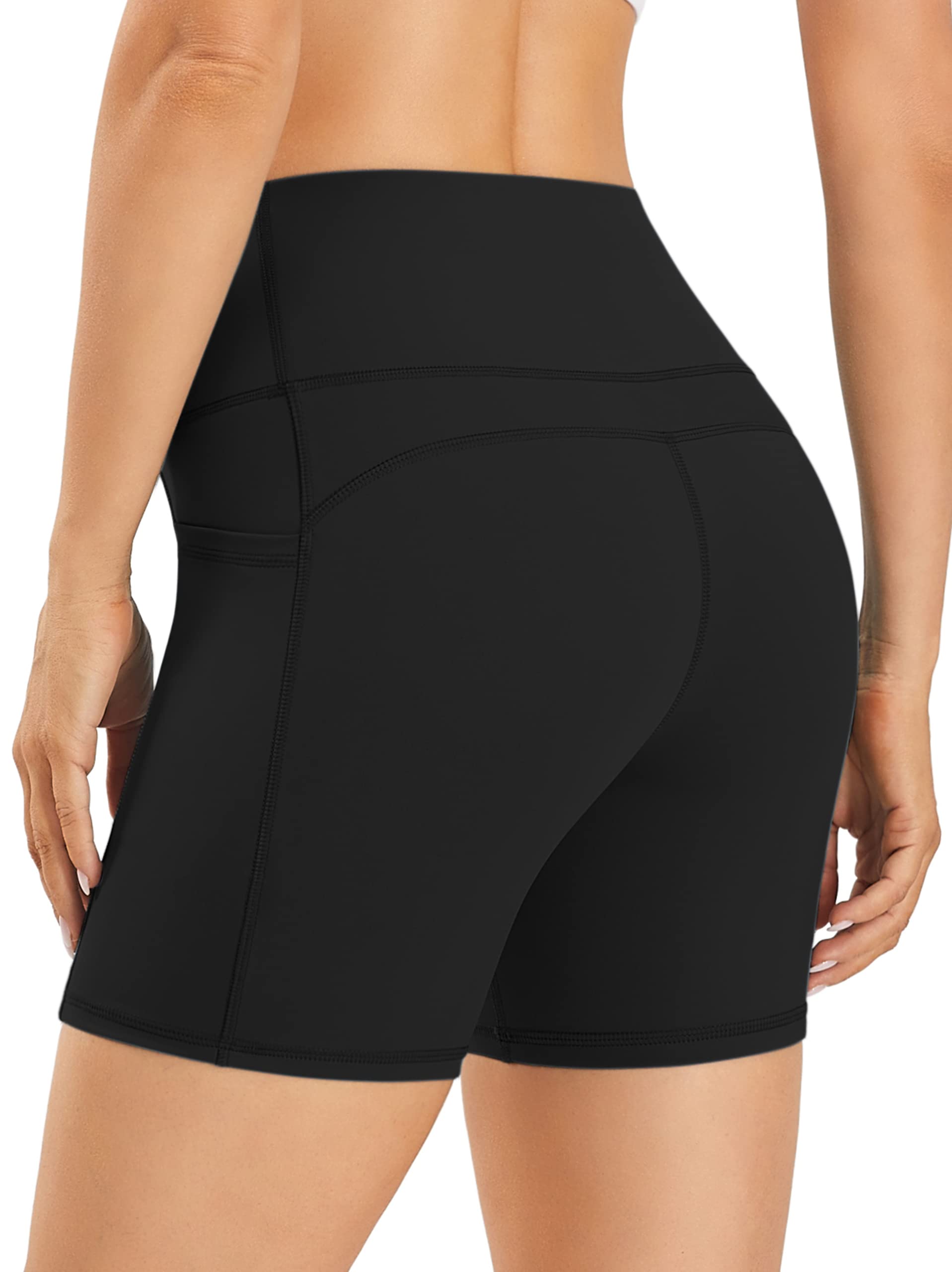 AFITNE Women's High Waist Biker Shorts with Pockets - Tummy Control Workout Shorts for Running, Yoga & Gym | Breathable Athletic Compression Shorts for Women