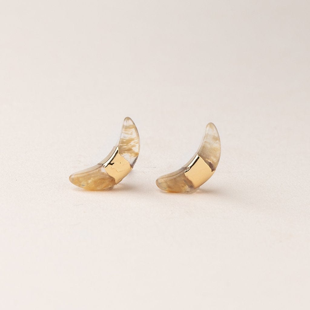 Natural Citrine Gold Crescent Moon Earrings for Women – Boho Chic Dangle Earrings for Everyday Wear & Special Occasions