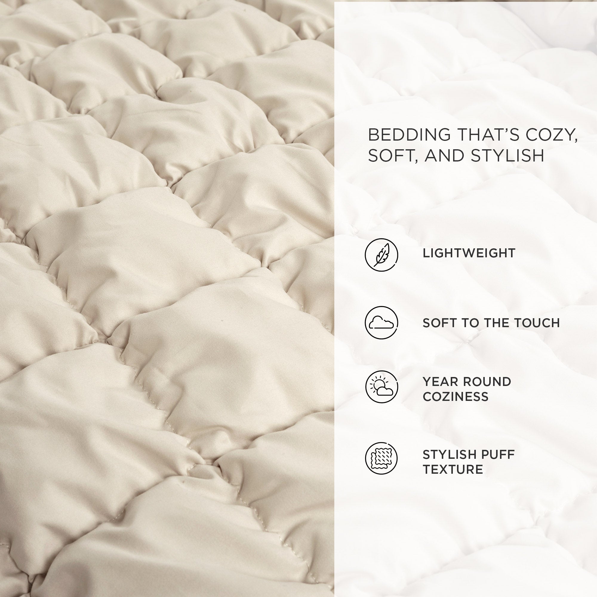 Cozy Puff Comforter Set - Ultra Soft & Lightweight Bedding for All Seasons | Perfect for Bedroom, Guest Room, Dorm & Airbnb