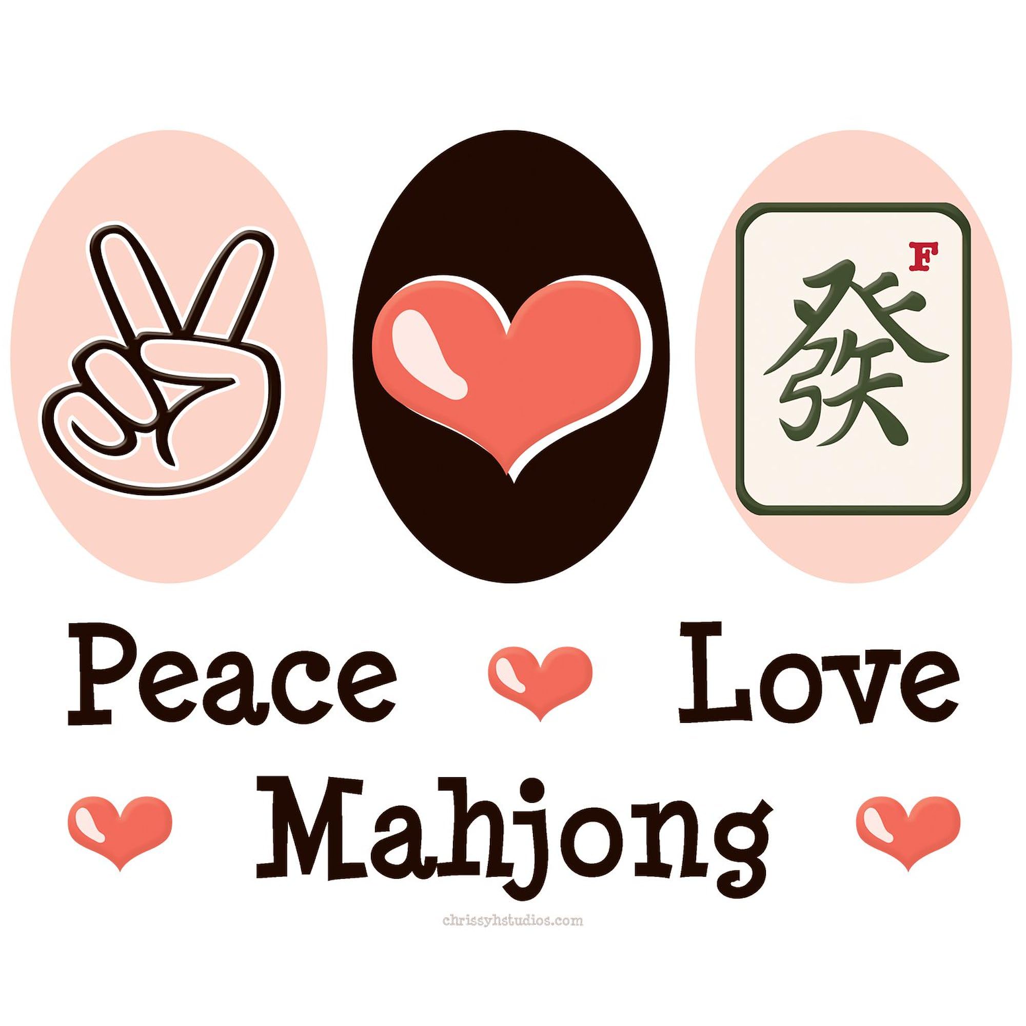 Peace Love Mahjong Oval Car Bumper Sticker - Decorative Vinyl Decal for Cars, Laptops, Windows | Perfect for Mahjong Lovers & Asian Culture Enthusiasts
