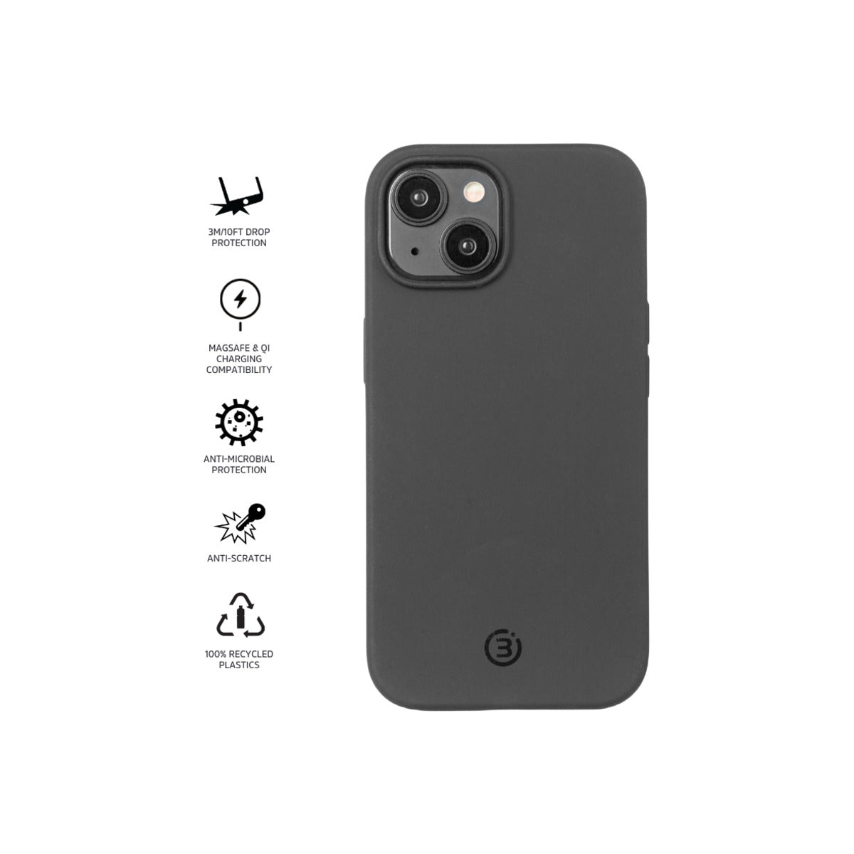 3sixT PureFlex+ Shockproof Case for Apple iPhone 15 - Slim Protective Cover with Military-Grade Drop Protection (Matte Black) | Perfect for Outdoor Adventures, Gym Workouts & Daily Use