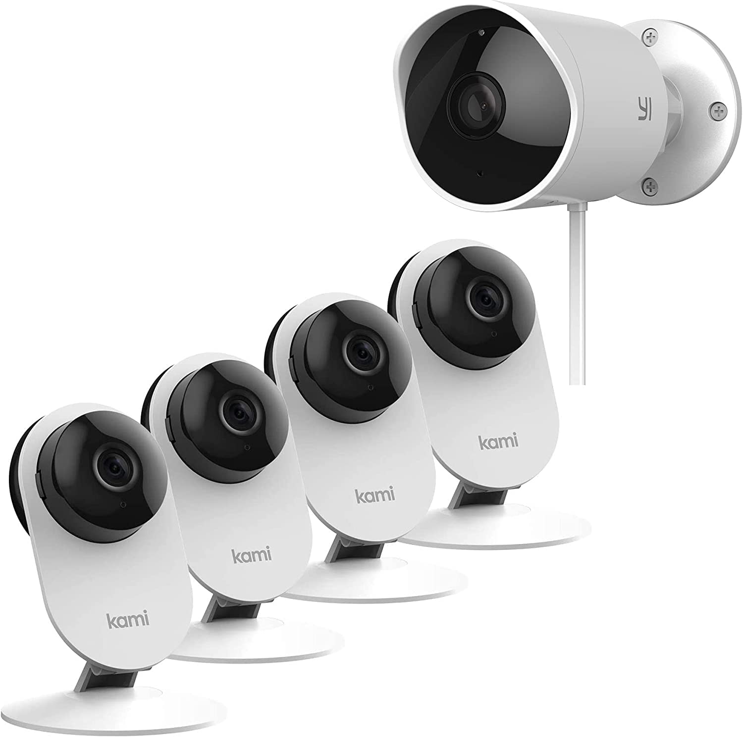 YI Outdoor Security Camera & Kami 4-Piece Home Security Camera System Bundle - Weatherproof Surveillance for Home, Business & Property Protection