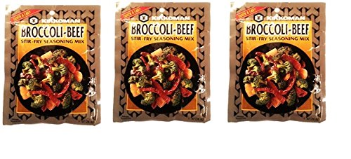 Kikkoman BROCCOLI-BEEF Stir-Fry Seasoning Mix - 28.3g (3 Pack) | Authentic Japanese Sauce for Beef & Vegetable Stir Fry | Quick & Easy Asian Dinner Solution | Perfect for Wok Cooking & Meal Prep