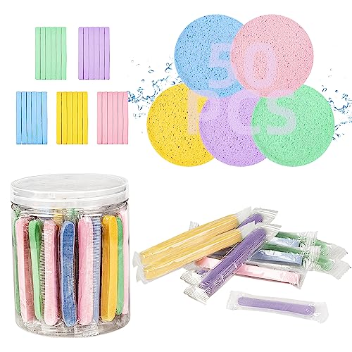 50 Count Natural Cellulose Sponges for Facial Cleansing, Exfoliating & Makeup Removal - Eco-Friendly Cosmetic Sponges for Spa, Skincare & Aesthetic Treatments | Perfect for Daily Beauty Routine & Professional Use