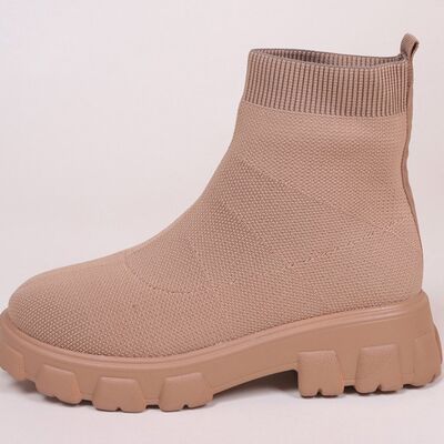 Women's Mesh Round Toe Platform Boots - Chunky Heel Ankle Booties for Casual Outfits & Street Style | Perfect for Fall, Winter & Everyday Wear