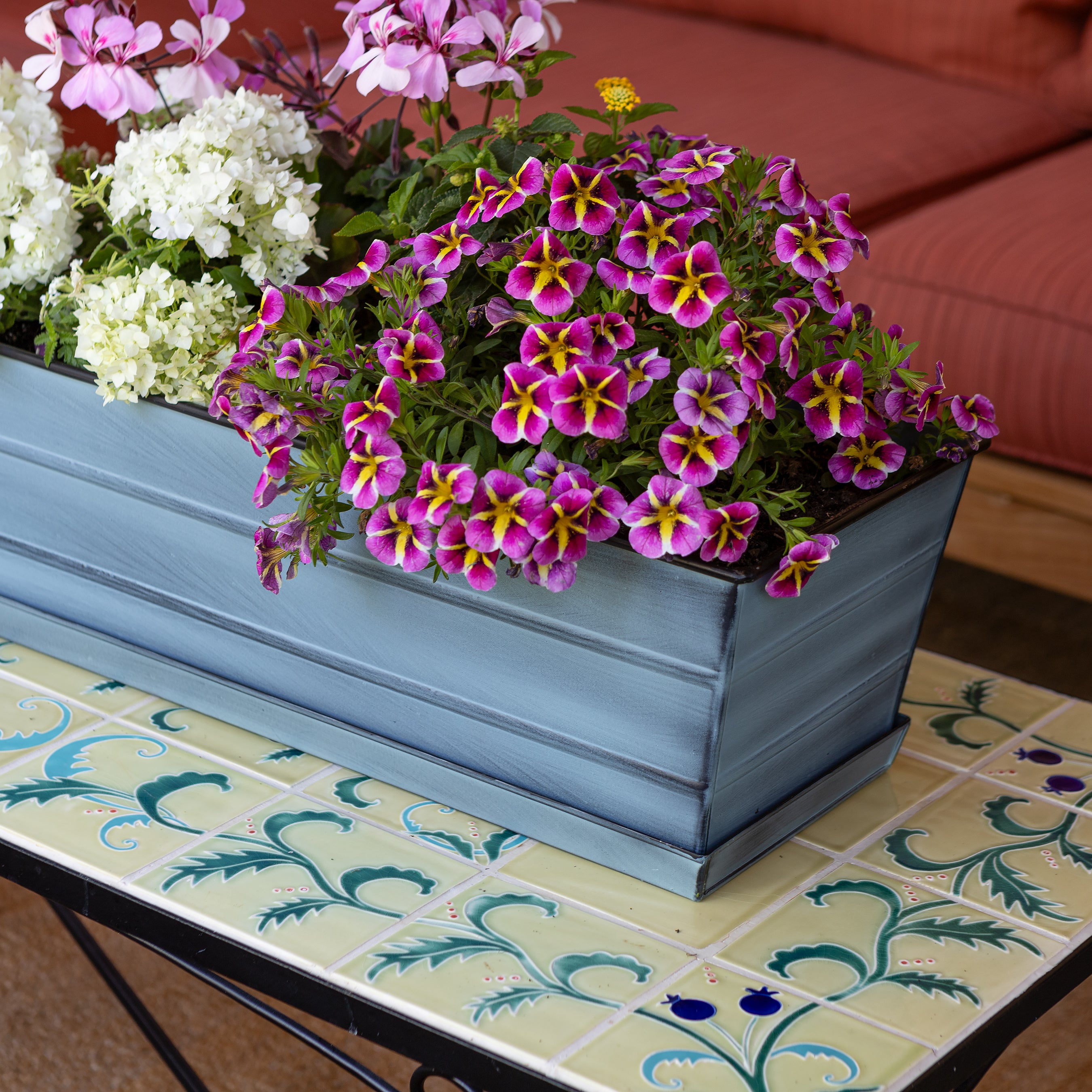 Medium Flower Box Tray Kit - Blue & White Floral Arrangement Set for DIY Wedding, Home Decor, and Gift Packaging