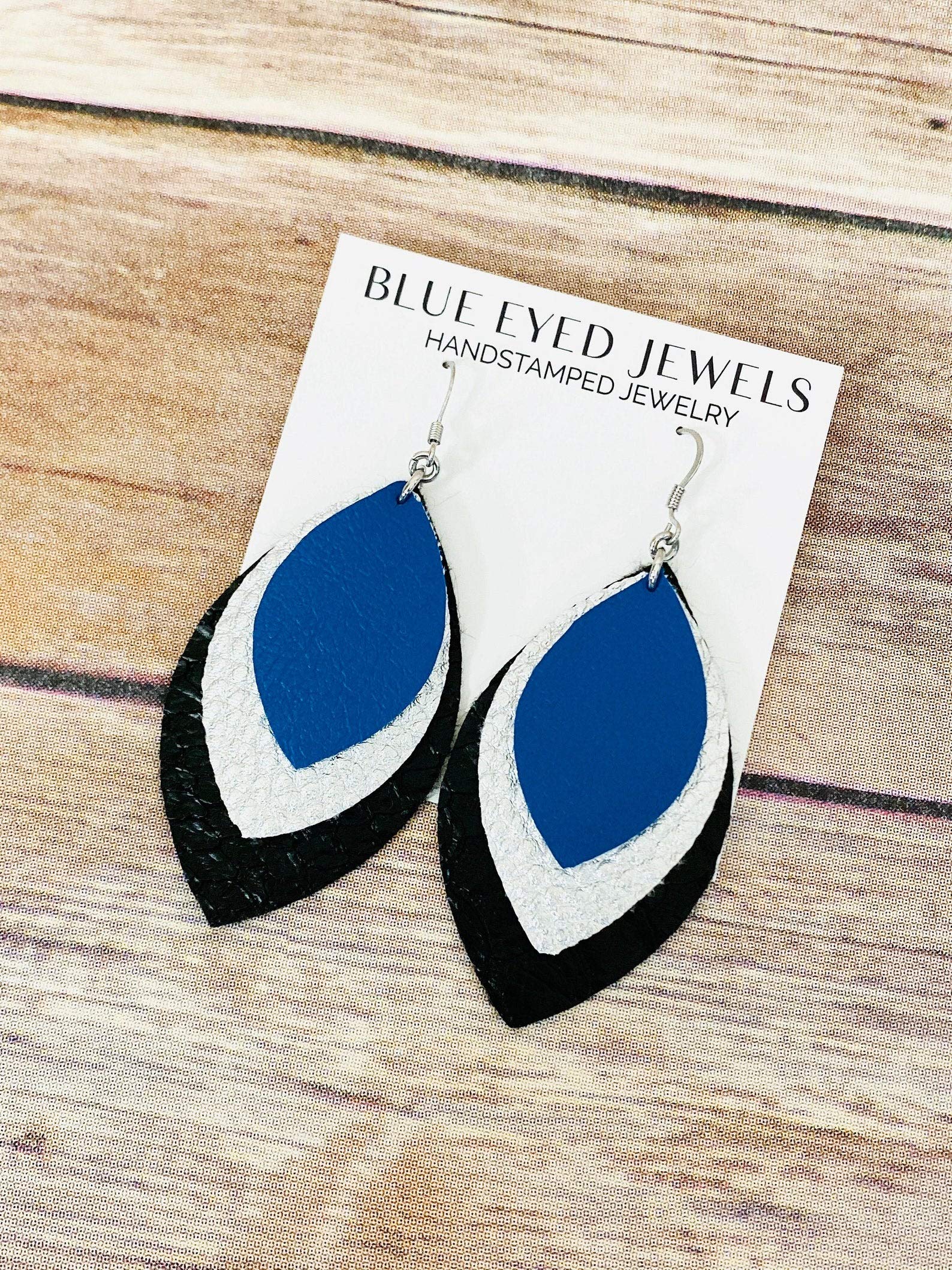 Black Layered Faux Leather Earrings for Women - Stylish Silver Leather Dangle Earrings for Fall & Winter Fashion - Perfect for School Spirit, Office Wear & Casual Outfits
