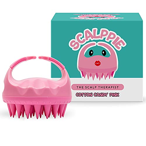 Scalppie Silicone Hair Scalp Massager & Shampoo Brush for Hair Growth & Dandruff Prevention - Gentle Head Massager for Relaxation & Scalp Care - Cotton Candy Pink - Perfect for Shower, Spa & Home Hair Care Routine