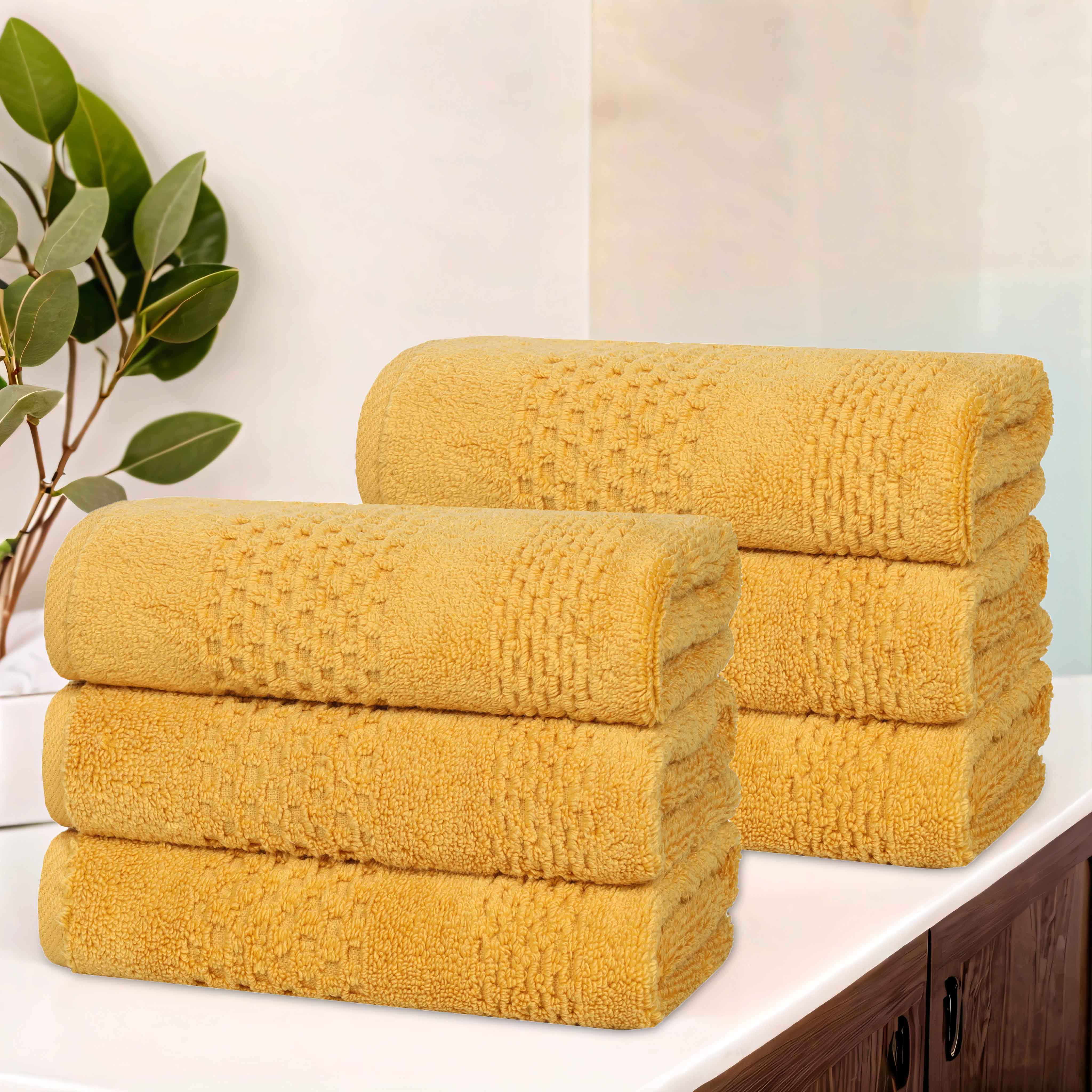 Premium 100% Cotton Waffle Weave Hand Towels - Soft & Absorbent Bath Towel Set of 6 for Kitchen, Bathroom & Spa - Zero Twist Playa Collection (Beige)